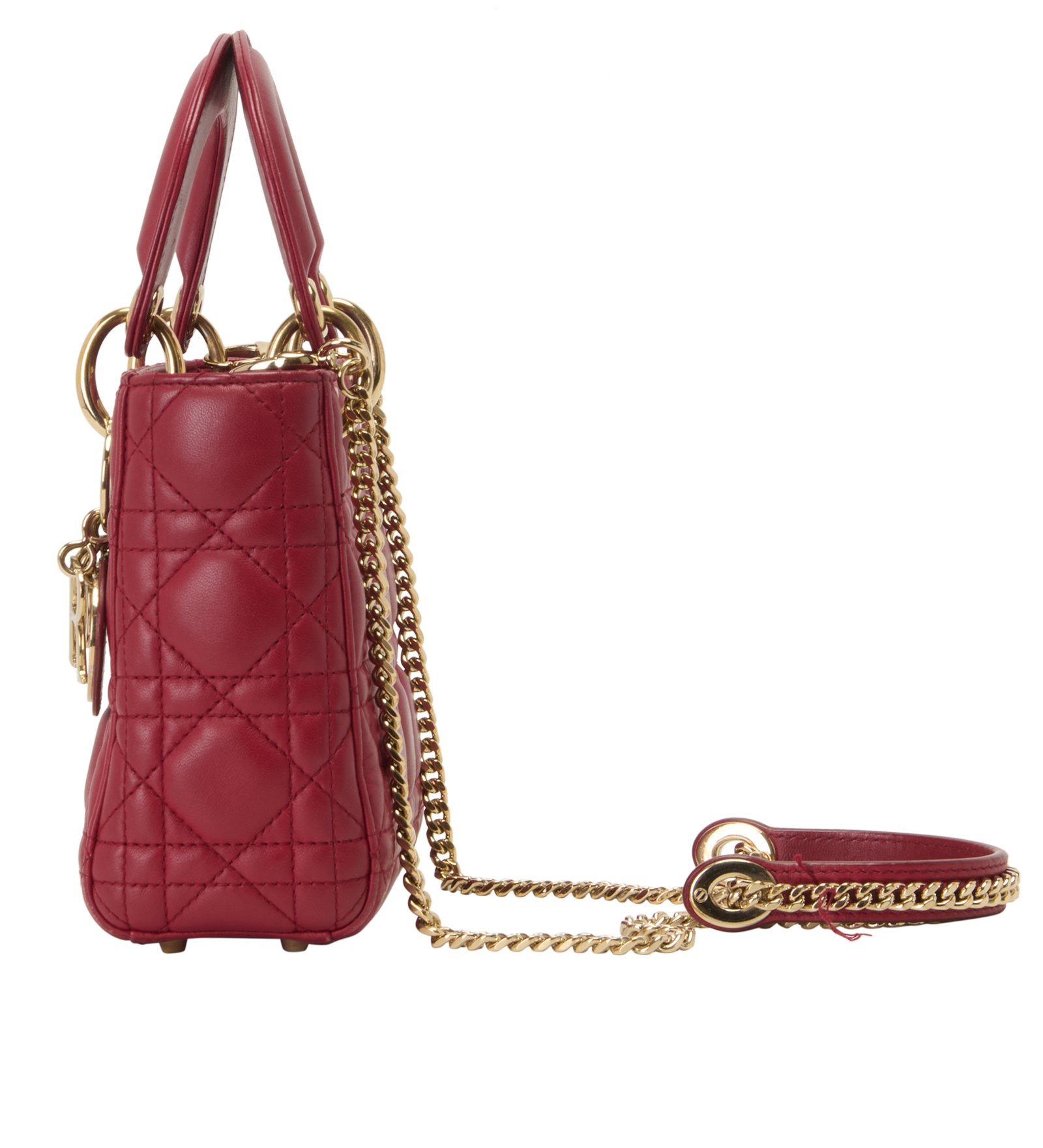 Mini Lady Dior, &pound;1,800, Handbags, Red, Leather, Bottom view